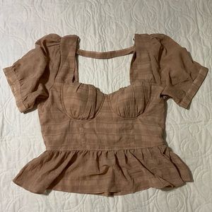 Haute Monde Cropped Peplum Top Size Large